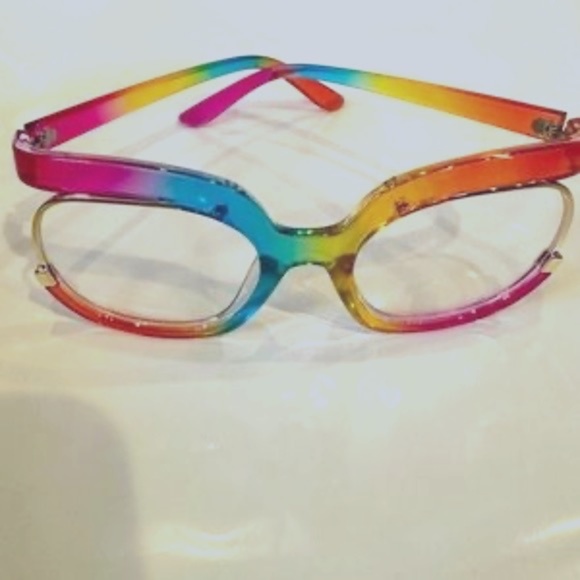 New Women Oversize Frame Rainbow Glasses Blue Light Blocking - Picture 2 of 16